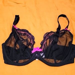 Black sheer plunge bra 36F